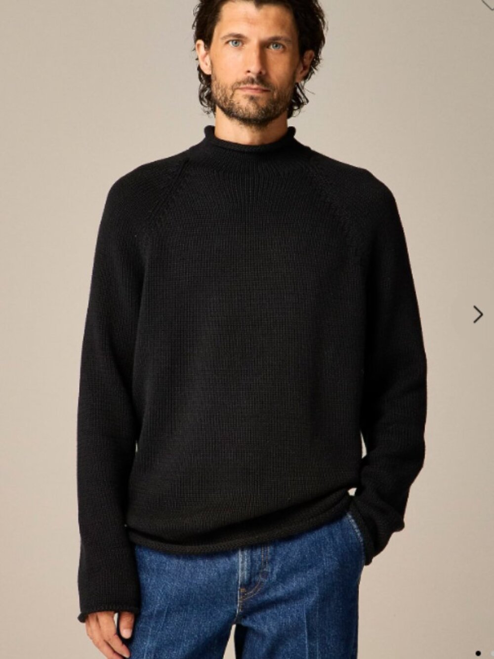 Vintage 90s J. Crew 1988 Cotton Rollneck Sweater Black Size M Style 61156